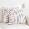 PurpleEssences Double Pin Striped Patchwork Farmhouse Pillow Covers Set of 2, 20×20 Inch Cotton Decorative Cushion Covers for Sofa, Couch, Chair & Bedroom Décor Fall Thanksgiving – Brown and H.White(Brown and H.white)