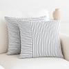 PurpleEssences Double Pin Striped Patchwork Farmhouse Pillow Covers Set of 2, 20×20 Inch Cotton Decorative Cushion Covers for Sofa, Couch, Chair & Bedroom Décor Fall Thanksgiving – Brown and H.White(Black and H.white)