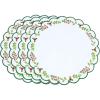 PurpleEssences Embroidered Christmas Round Placemats Set of 4, 15 Inch Winter Round Table Mats for Dining Decoration (Red Green Edges Green, 15″ Dia)(Red Green Edges Green)