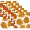 PurpleEssences Fall Harvest Decor Thanksgiving Napkins, 18×18 Fall Cloth Napkins Set of 6, 100% Cotton Autumn Fall Leaves Dinner Napkins for Farmhouse Kitchen, Maple Leaves(Amber)