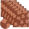 PurpleEssences Fall Harvest Decor Thanksgiving Napkins, 18×18 Fall Cloth Napkins Set of 6, 100% Cotton Autumn Fall Leaves Dinner Napkins for Farmhouse Kitchen, Maple Leaves(Damask Maple Leaves)