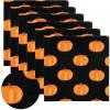 PurpleEssences Fall Pumpkin Harvest Thanksgiving Cloth Napkins 18×18 Inch, Set of 6 – Reusable, Washable Dinner Napkins for Home, Kitchen & Parties – Pumpkin Spice(Halloween Pumpkin)