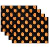 PurpleEssences Fall Pumpkin Placemats – Set of 4, 13×19 Inch, 100% Cotton, Washable Autumn Table Mats for Thanksgiving, Kitchen, Dining & Party Decor – Pumpkin Spice(Halloween Pumpkin)