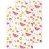 PurpleEssences Flour Sack Kitchen Towels – Set of 2 Summer Dish Towels with Hanging Loop 16×26 Inch Absorbent Reusable Cotton Cloths for Cleaning, Cute Design Housewarming Gift – French Flower Garden(Melon Hue)