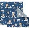 PurpleEssences Kids Reusable Cloth Napkins | 2-Ply, Reversible | Thick, Absorbent Cotton | Set of 2, 12”x12” | Ideal for Lunch – Butterfly(Teddy)