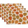 PurpleEssences Maple Leaves Fall Placemats Set of 4, 13×19-In Autumn Fall Table Placemats, Washable Cloth Table Mats, Thanksgiving Placemats for Party Dining Decor, Aurelia(Amber)