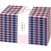 PurpleEssences Mini Gingham Check Dinner Cloth Napkin – Fall Thanksgiving – Mitered Corners – Set of 12-100% Cotton – 18×18 Inch – Reusable Washable – Beige and White(Red Blue White)