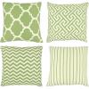 PurpleEssences Modern Pattern Spring Summer Easter Sofa Pillow Covers, Set of 4 Pillow Covers 18×18 – Decorative Geometric Throw Pillow Cushion Case for Indoor Outdoor, Car – Square Sage Green, Square(Sage Green)