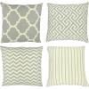 PurpleEssences Modern Pattern Spring Summer Easter Sofa Pillow Covers, Set of 4 Pillow Covers 18×18 – Decorative Geometric Throw Pillow Cushion Case for Indoor Outdoor, Car – Square Sage Green, Square(Grey)