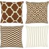 PurpleEssences Modern Pattern Spring Summer Easter Sofa Pillow Covers, Set of 4 Pillow Covers 18×18 – Decorative Geometric Throw Pillow Cushion Case for Indoor Outdoor, Car – Square Sage Green, Square(Brown)