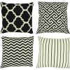PurpleEssences Modern Pattern Spring Summer Easter Sofa Pillow Covers, Set of 4 Pillow Covers 18×18 – Decorative Geometric Throw Pillow Cushion Case for Indoor Outdoor, Car – Square Sage Green, Square(Black)