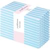 PurpleEssences Plain Striped Cloth Napkins – Set of 12-100% Cotton – 18 x 18 Inch – Fall Thanksgiving – Perfect Everyday Use Dinner Napkin – Aqua Blue White(Aqua Blue White)