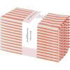 PurpleEssences Plain Striped Cloth Napkins – Set of 12-100% Cotton – 18 x 18 Inch – Fall Thanksgiving – Perfect Everyday Use Dinner Napkin – Aqua Blue White(Orange White)