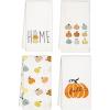 PurpleEssences Pumpkin Cotton Kitchen Towels Set of 4 – Absorbent Dish Towels Set Tea Towels Bar Towels Multi Purpose Kitchen Linen, Drying Dish Hand Towels 16 x 26 Inch – Fall Home
