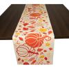 PurpleEssences Rust Jacquard Fall Table Runner Collection, 14×90-in Autumn Table Runner for Fall Harvest & Farmhouse Kitchen, Damask Cotton Thanksgiving Table Runners, Maple Leaves(Pumkin & Wheat)