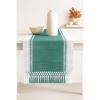 PurpleEssences Rust Table Runner – Wide with Dobby Stripe, Heavy Ribbed Weave & Double Knot Fringes, 14×90 Inch (14×95.5 with Fringes) Boho Farmhouse Decor – Fall Thanksgiving – Rust and H.White(Forest Green and White)