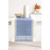 PurpleEssences Rust Table Runner – Wide with Dobby Stripe, Heavy Ribbed Weave & Double Knot Fringes, 14×90 Inch (14×95.5 with Fringes) Boho Farmhouse Decor – Fall Thanksgiving – Rust and H.White(French Blue and H.white)