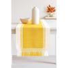 PurpleEssences Rust Table Runner – Wide with Dobby Stripe, Heavy Ribbed Weave & Double Knot Fringes, 14×90 Inch (14×95.5 with Fringes) Boho Farmhouse Decor – Fall Thanksgiving – Rust and H.White(Golden Yellow and H.white)