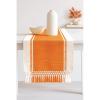 PurpleEssences Rust Table Runner – Wide with Dobby Stripe, Heavy Ribbed Weave & Double Knot Fringes, 14×90 Inch (14×95.5 with Fringes) Boho Farmhouse Decor – Fall Thanksgiving – Rust and H.White(Orange and H.white)