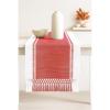 PurpleEssences Rust Table Runner – Wide with Dobby Stripe, Heavy Ribbed Weave & Double Knot Fringes, 14×90 Inch (14×95.5 with Fringes) Boho Farmhouse Decor – Fall Thanksgiving – Rust and H.White(Red and White)