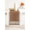 PurpleEssences Rust Table Runner – Wide with Dobby Stripe, Heavy Ribbed Weave & Double Knot Fringes, 14×90 Inch (14×95.5 with Fringes) Boho Farmhouse Decor – Fall Thanksgiving – Rust and H.White(Nut Brown and H.white)