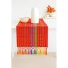 PurpleEssences Rust Table Runner – Wide with Dobby Stripe, Heavy Ribbed Weave & Double Knot Fringes, 14×90 Inch (14×95.5 with Fringes) Boho Farmhouse Decor – Fall Thanksgiving – Rust and H.White(Spice)