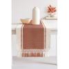 PurpleEssences Rust Table Runner – Wide with Dobby Stripe, Heavy Ribbed Weave & Double Knot Fringes, 14×90 Inch (14×95.5 with Fringes) Boho Farmhouse Decor – Fall Thanksgiving – Rust and H.White(Rust and H.white)