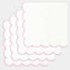 PurpleEssences Scalloped Embroidery Cloth Napkins Table Decor Fall Thanksgiving 100% Cotton Set of 4-18 x 18 inch – Aurelia Edges – Rust(White(edges- Blush Pink))