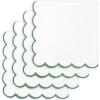 PurpleEssences Scalloped Embroidery Cloth Napkins Table Decor Fall Thanksgiving 100% Cotton Set of 4-18 x 18 inch – Aurelia Edges – Rust(White(edges- Forest Green))