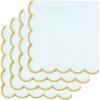 PurpleEssences Scalloped Embroidery Cloth Napkins Table Decor Fall Thanksgiving 100% Cotton Set of 4-18 x 18 inch – Aurelia Edges – Rust(White(edges- Gold))