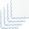 PurpleEssences Scalloped Embroidery Cloth Napkins Table Decor Fall Thanksgiving 100% Cotton Set of 4-18 x 18 inch – Aurelia Edges – Rust(White(edges- Light Blue))