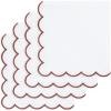 PurpleEssences Scalloped Embroidery Cloth Napkins Table Decor Fall Thanksgiving 100% Cotton Set of 4-18 x 18 inch – Aurelia Edges – Rust(White(edges- Rust))