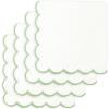PurpleEssences Scalloped Embroidery Cloth Napkins Table Decor Fall Thanksgiving 100% Cotton Set of 4-18 x 18 inch – Aurelia Edges – Rust(White(edges- Sage Green))