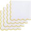 PurpleEssences Scalloped Embroidery Cloth Napkins Table Decor Fall Thanksgiving 100% Cotton Set of 4-18 x 18 inch – Aurelia Edges – Rust(White(edges- Yellow))