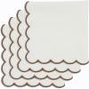 PurpleEssences Scalloped Embroidery Cloth Napkins Table Decor Fall Thanksgiving Halloween 100% Cotton Set of 4-18 x 18 inch – Black – Edges – Orange(Beige(edges- Brown))