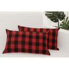 PurpleEssences Set of 2 Buffalo Plaid Check Throw Pillow Covers Farmhouse Pillow Cushion Case 100% Cotton for Fall Thanksgiving Decor Car Bed Sofa – 12 x 20 Inch – Red and Black(Red and Black – Buffalo Plaid)