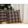PurpleEssences Set of 2 Tartan Plaid Check Throw Pillow Covers Farmhouse Pillow Cushion Case 100% Cotton for Christmas Decor Car Bed Sofa 16 x 16 Inch – Green(Green – Tartan Plaid)