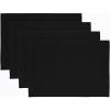 PurpleEssences Solid Hemstitch Placemat, 4 PCS of Stain Resistant Spill Proof Place Mats, Washable Placemats, Set of 4-13×19 Inch – Fall Thanksgiving – Royal Linen(Black)