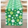 PurpleEssences St Patricks Day Shamrock Decorations Table Runner Green Clover, Dining Table Decoration for Indoor Home Party – 13 X 72 Inch – Shamrock 4 Leaf Clover(Multi Green Shamrock)
