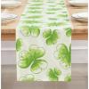 PurpleEssences St Patricks Day Shamrock Decorations Table Runner Green Clover, Dining Table Decoration for Indoor Home Party – 13 X 72 Inch – Shamrock 4 Leaf Clover(Water Color Shamrock)