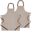 PurpleEssences Striped Adjustable Kitchen Aprons with 2 Pockets, Cotton – Soft Durable for Home or Restaurant for Men & Women(Large Stripe – Cream Nut Brown)