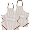 PurpleEssences Striped Adjustable Kitchen Aprons with 2 Pockets, Cotton – Soft Durable for Home or Restaurant for Men & Women(Small Stripe – Cream Nut Brown)