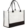 PurpleEssences Stylish Canvas Tote Bag Daily Essentials for Women, Cute Reusable Cloth Cotton Bags for Shopping Grocery(Cream Black)