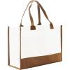 PurpleEssences Stylish Canvas Tote Bag Daily Essentials for Women, Cute Reusable Cloth Cotton Bags for Shopping Grocery(Cream Brown)