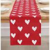PurpleEssences Valentines Day Table Runner Love Heart Table Decor, Indoor Outdoor Holiday Anniversary Decoration for Home 13 X 72 Inch – White – Red Heart(Red – White Heart)