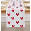 PurpleEssences Valentines Day Table Runner Love Heart Table Decor, Indoor Outdoor Holiday Anniversary Decoration for Home 13 X 72 Inch – White – Red Heart(White – Red Heart)