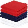 PurpleEssences Waffle Weave Kitchen Towel, 100% Cotton – 15 x 25 Inches, with Hanging Loop Ultra Soft Absorbent Quick Drying Dish Cloth, Tea and Hand Towels, 6 Pack – Fall Thanksgiving – Aqua Blue(Red Blue White)