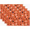 PurpleEssences Witch Ghost Tree Black Orange Halloween Placemats, 13×19 Inch Spooky Dining Table Mats Set of 4, Machine Washable Cotton Table Placemats, Haunted House