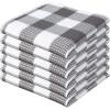Waffle Weave Plaid Dish Cloths, 100% Cotton – 12 x 12 Inches, Ultra Soft Absorbent Quick Drying Dish Towels Buffalo Check Dish Rags for Kitchen, 8 Pack – Fall Thanksgiving – Black & White(Steel Grey White)