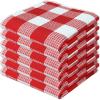 Waffle Weave Plaid Dish Cloths, 100% Cotton – 12 x 12 Inches, Ultra Soft Absorbent Quick Drying Dish Towels Buffalo Check Dish Rags for Kitchen, 8 Pack – Fall Thanksgiving – Black & White(Red White)